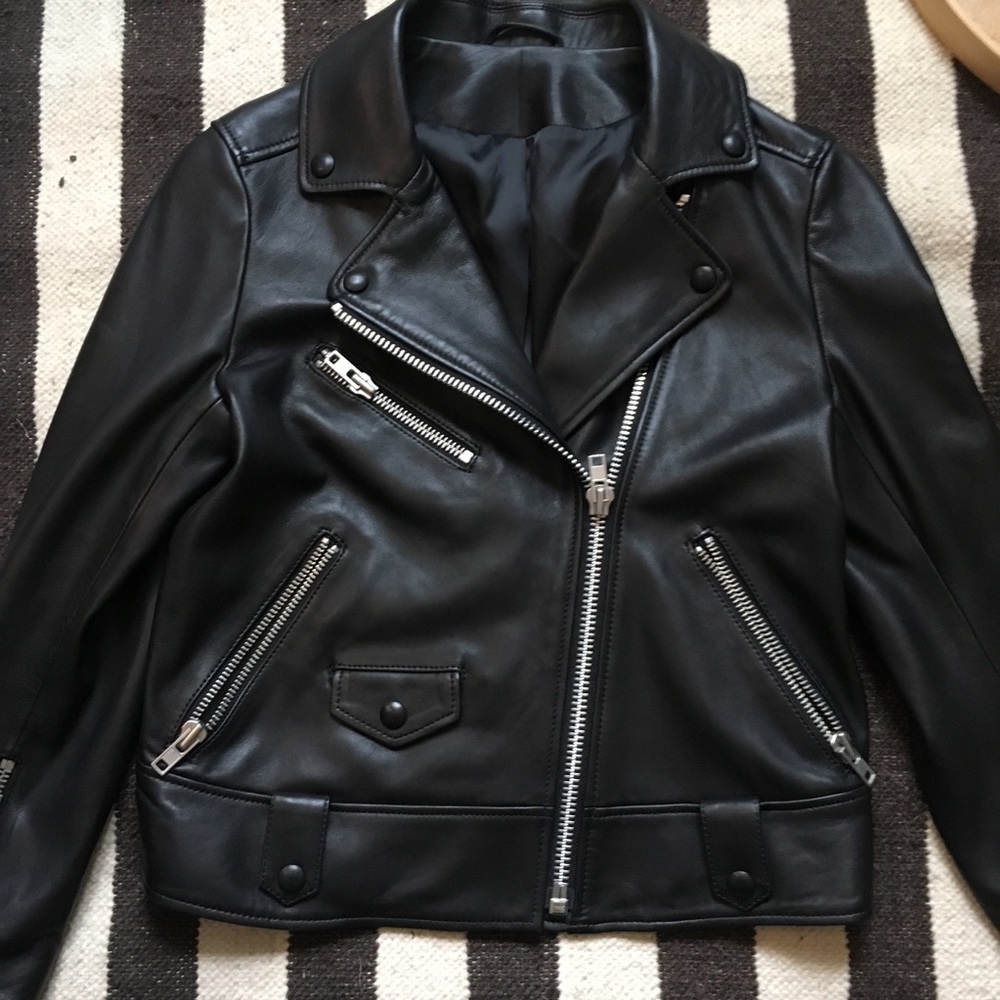 &other stories cropped leather jacket